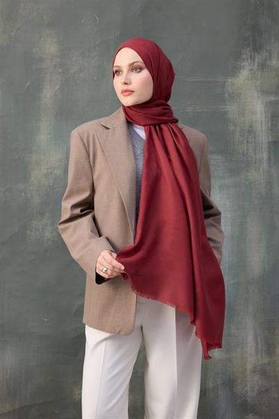 Dalga Desen Pamuk Jakar Şal Kırmızı 8010-15