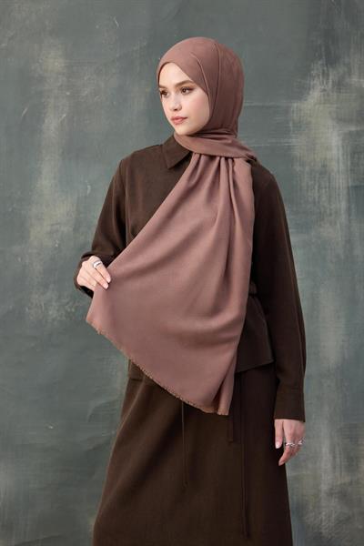 Dalga Desen Pamuk Jakar Şal Koyu Gül Kurusu 8010-19