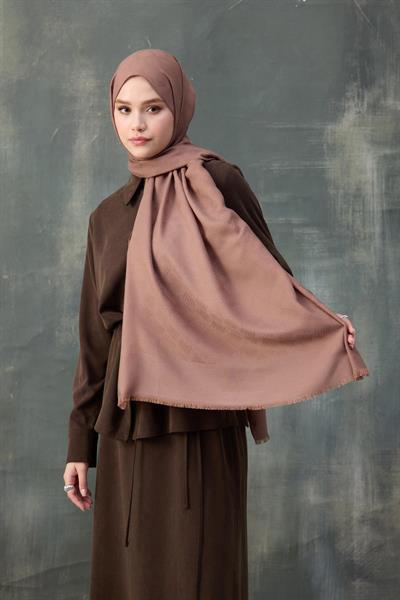 Dalga Desen Pamuk Jakar Şal Koyu Gül Kurusu 8010-19