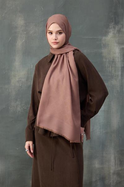 Dalga Desen Pamuk Jakar Şal Koyu Gül Kurusu 8010-19