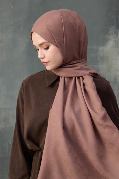 Dalga Desen Pamuk Jakar Şal Koyu Gül Kurusu 8010-19