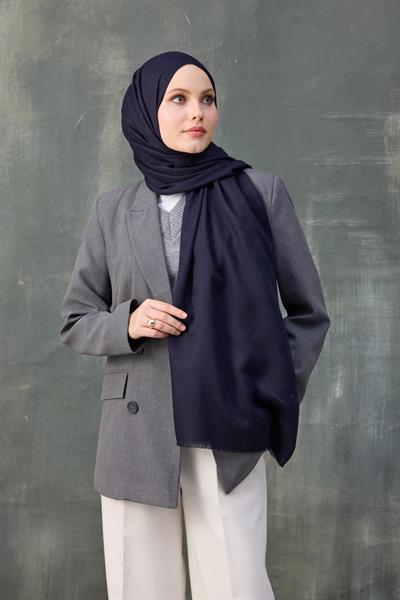 Dalga Desen Pamuk Jakar Şal Koyu Lacivert 8010-07