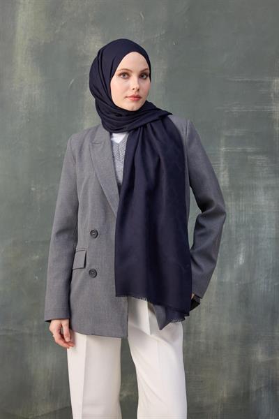 Dalga Desen Pamuk Jakar Şal Koyu Lacivert 8010-07