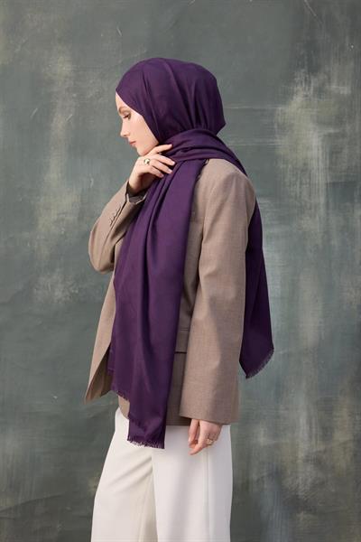 Dalga Desen Pamuk Jakar Şal Mor 8010-13