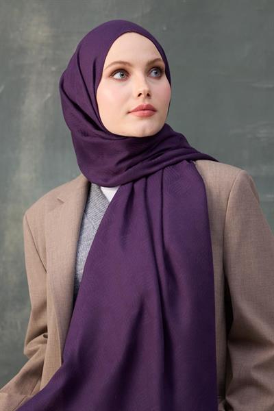 Dalga Desen Pamuk Jakar Şal Mor 8010-13