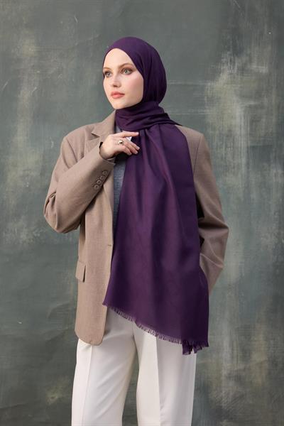 Dalga Desen Pamuk Jakar Şal Mor 8010-13