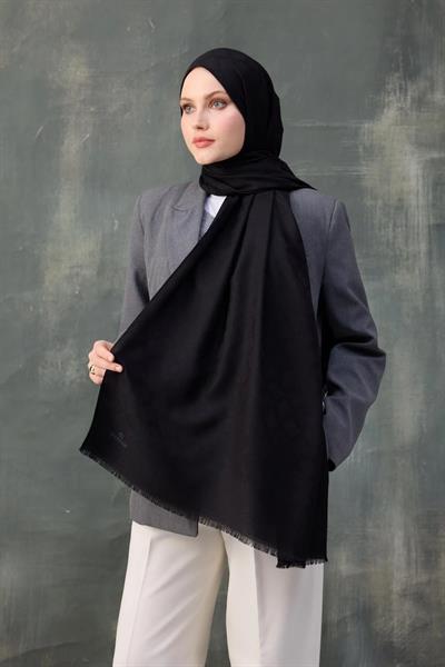 Dalga Desen Pamuk Jakar Şal Siyah 8010-10