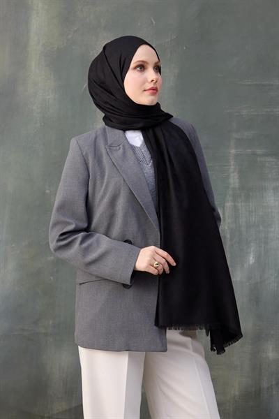 Dalga Desen Pamuk Jakar Şal Siyah 8010-10
