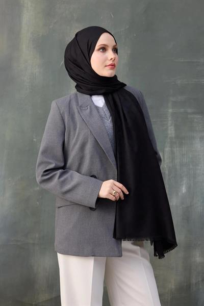 Dalga Desen Pamuk Jakar Şal Siyah 8010-10