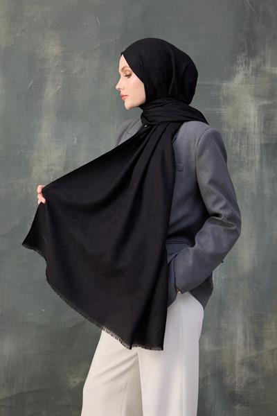 Dalga Desen Pamuk Jakar Şal Siyah 8010-10