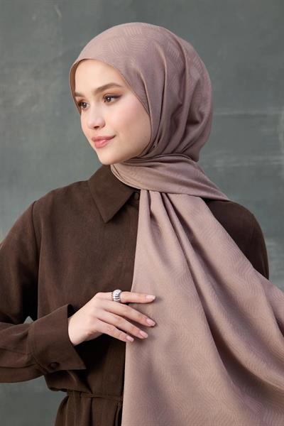 Dalga Desen Pamuk Jakar Şal Tatlı Vizon 8010-23