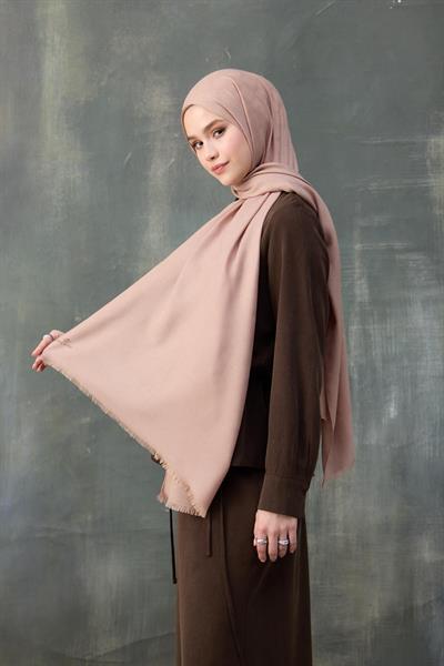 Dalga Desen Pamuk Jakar Şal Tatlı Vizon 8010-23