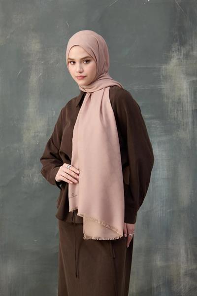 Dalga Desen Pamuk Jakar Şal Tatlı Vizon 8010-23