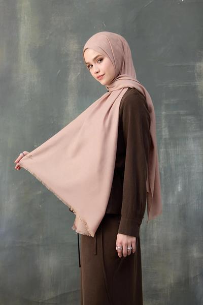 Dalga Desen Pamuk Jakar Şal Tatlı Vizon 8010-23