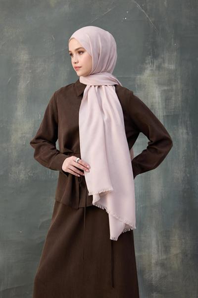 Dalga Desen Pamuk Jakar Şal Toz Pembe 8010-21