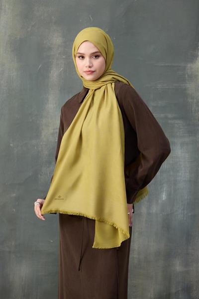 Dalga Desen Pamuk Jakar Şal Yağ Yeşili 8010-11