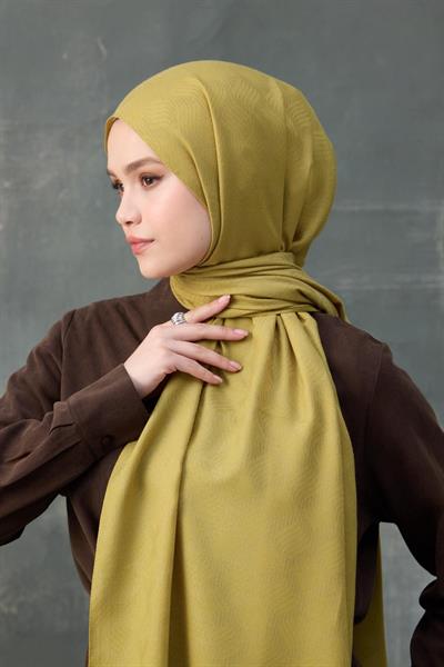 Dalga Desen Pamuk Jakar Şal Yağ Yeşili 8010-11