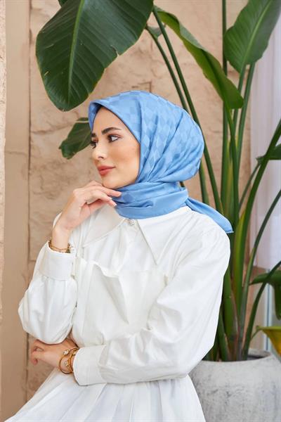Dama Jakarlı Eşarp İndigo Mavi 9900-01