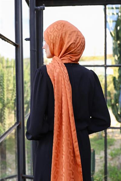 Damla Desen İpeksi Jakar Şal Kiremit 9012-21