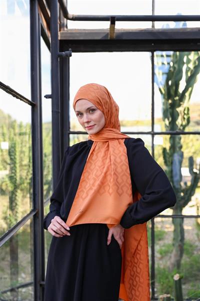 Damla Desen İpeksi Jakar Şal Kiremit 9012-21