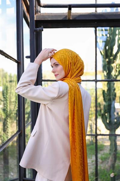 Damla Desen İpeksi Jakar Şal Safran 9012-17