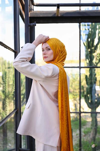 Damla Desen İpeksi Jakar Şal Safran 9012-17