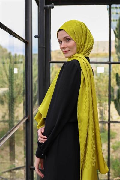 Damla Desen İpeksi Jakar Şal Yağ Yeşili 9012-06