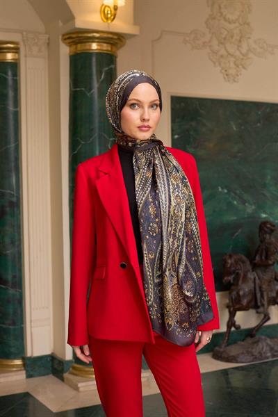 Derin Füme Hint Vual Şal -  5009-23