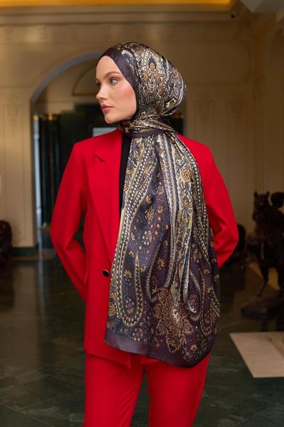 Derin Füme Hint Vual Şal -  5009-23