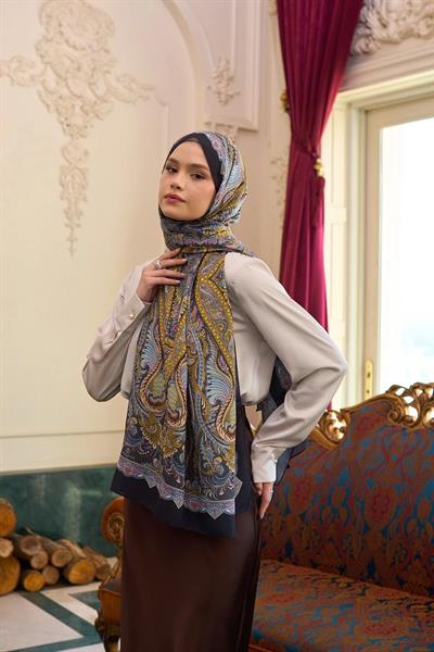 Desenli Vual Şal Altuni Vual İpek Şal - 9804-15