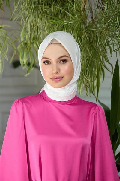 Düz Desen Vual Eşarp Beyaz Vual İpek Eşarp - 10100-24