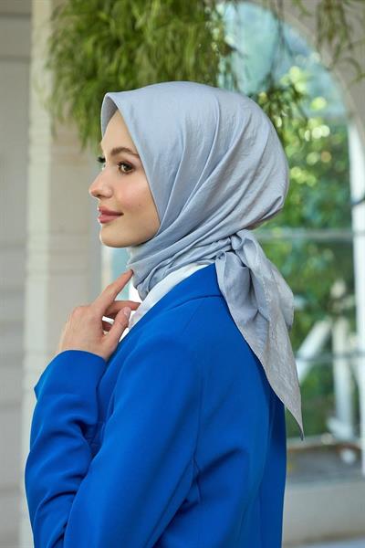 Düz Desen Vual Eşarp Gri Vual İpek Eşarp - 10100-05