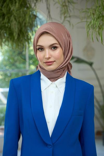 Düz Desen Vual Eşarp Kahve Vizon Vual İpek Eşarp - 10100-08
