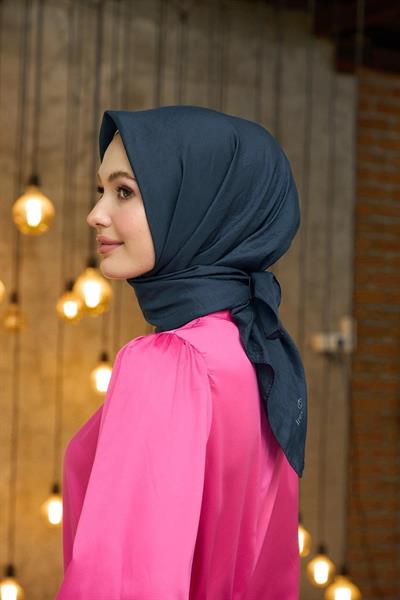 Düz Desen Vual Eşarp Koyu Gri Vual İpek Eşarp - 10100-30