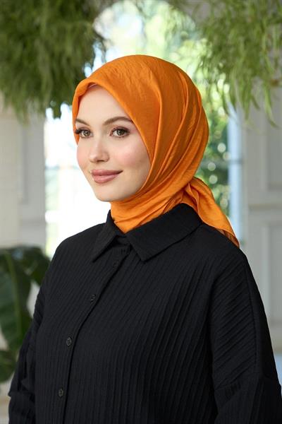Düz Desen Vual Eşarp Orange Vual İpek Eşarp - 10100-23
