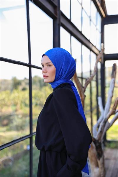 Exen Desen İpeksi Jakar Şal Parlament Mavi 9011-24