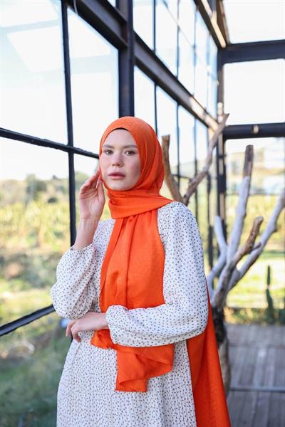 Exen Desen İpeksi Jakar Şal Turuncu 9011-12
