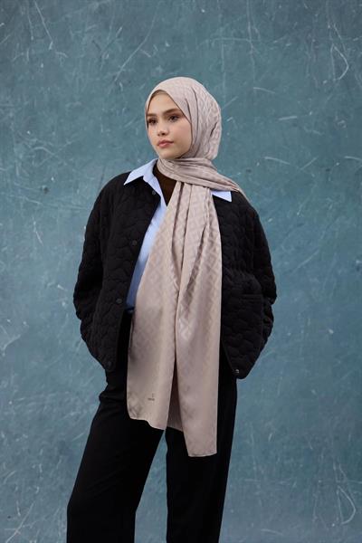 Fall Winter İpeksi Jakar Şal Açık Vizon 9019-28