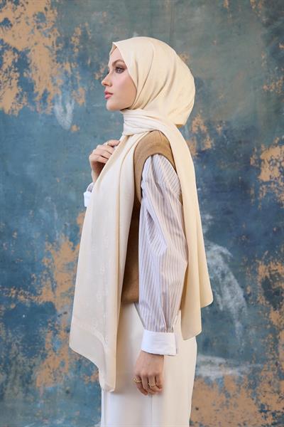 Fall Winter İpeksi Jakar Şal Bej 9018-26