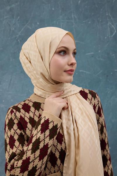Fall Winter İpeksi Jakar Şal Bej 9019-26