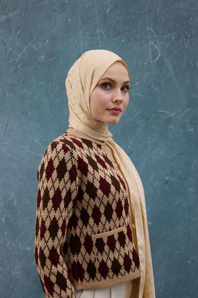 Fall Winter İpeksi Jakar Şal Bej 9019-26