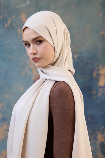 Fall Winter İpeksi Jakar Şal Ekru 9018-27