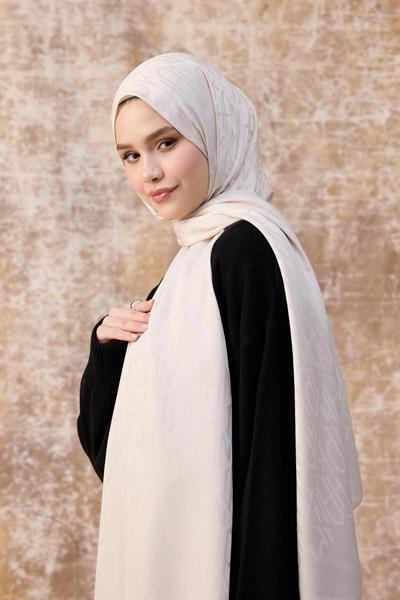Fall Winter İpeksi Jakar Şal Ekru 9020-27