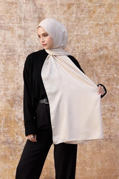 Fall Winter İpeksi Jakar Şal Ekru 9020-27