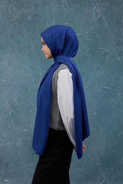 Fall Winter İpeksi Jakar Şal Gece Mavi 9019-32