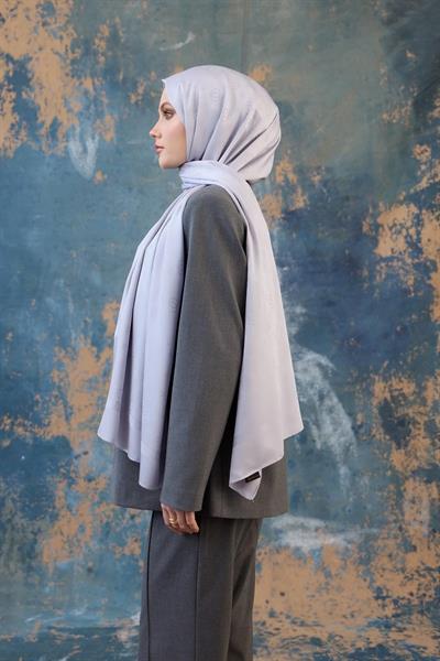 Fall Winter İpeksi Jakar Şal Gümüş 9018-09