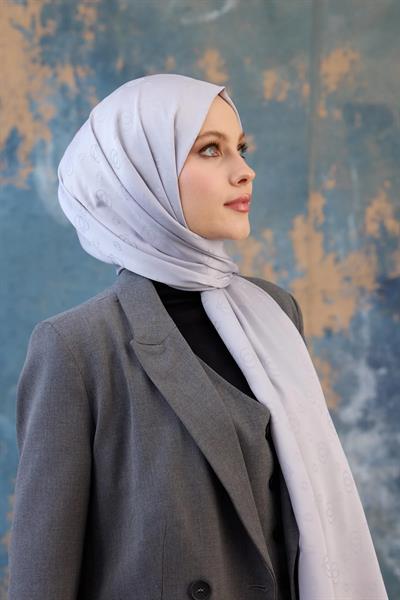 Fall Winter İpeksi Jakar Şal Gümüş 9018-09