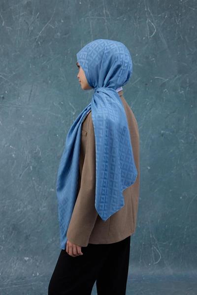 Fall Winter İpeksi Jakar Şal İndigo Mavi 9019-14