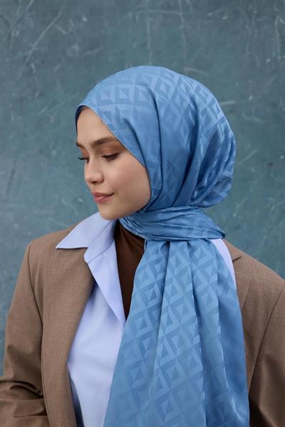 Fall Winter İpeksi Jakar Şal İndigo Mavi 9019-14