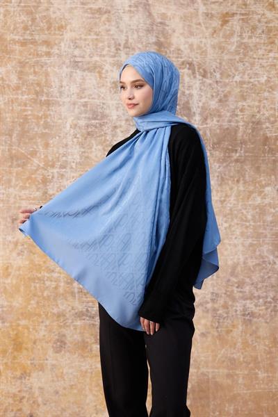 Fall Winter İpeksi Jakar Şal İndigo Mavi 9020-14